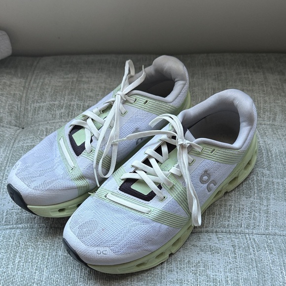 On Running Shoes - On Running Women's Athletic Shoes - White and Light Green